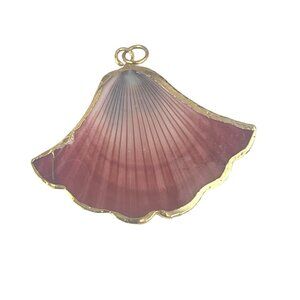 Gold Edged Natural Shell Pendant Charm 1.75 inch